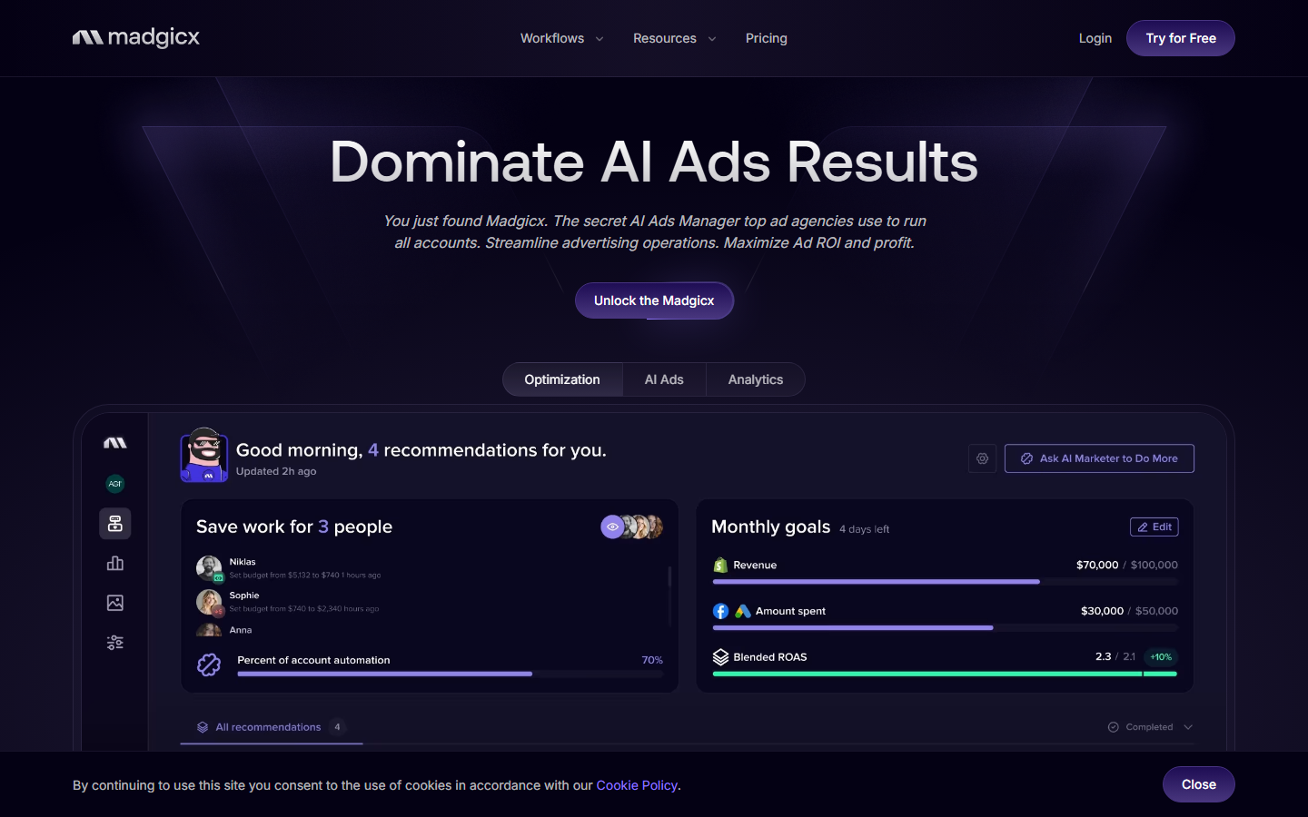 Madgicx homepage