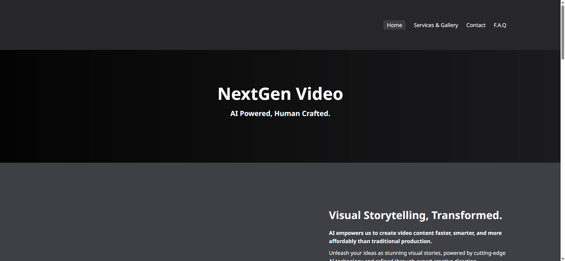 NextGen Video AI production homepage