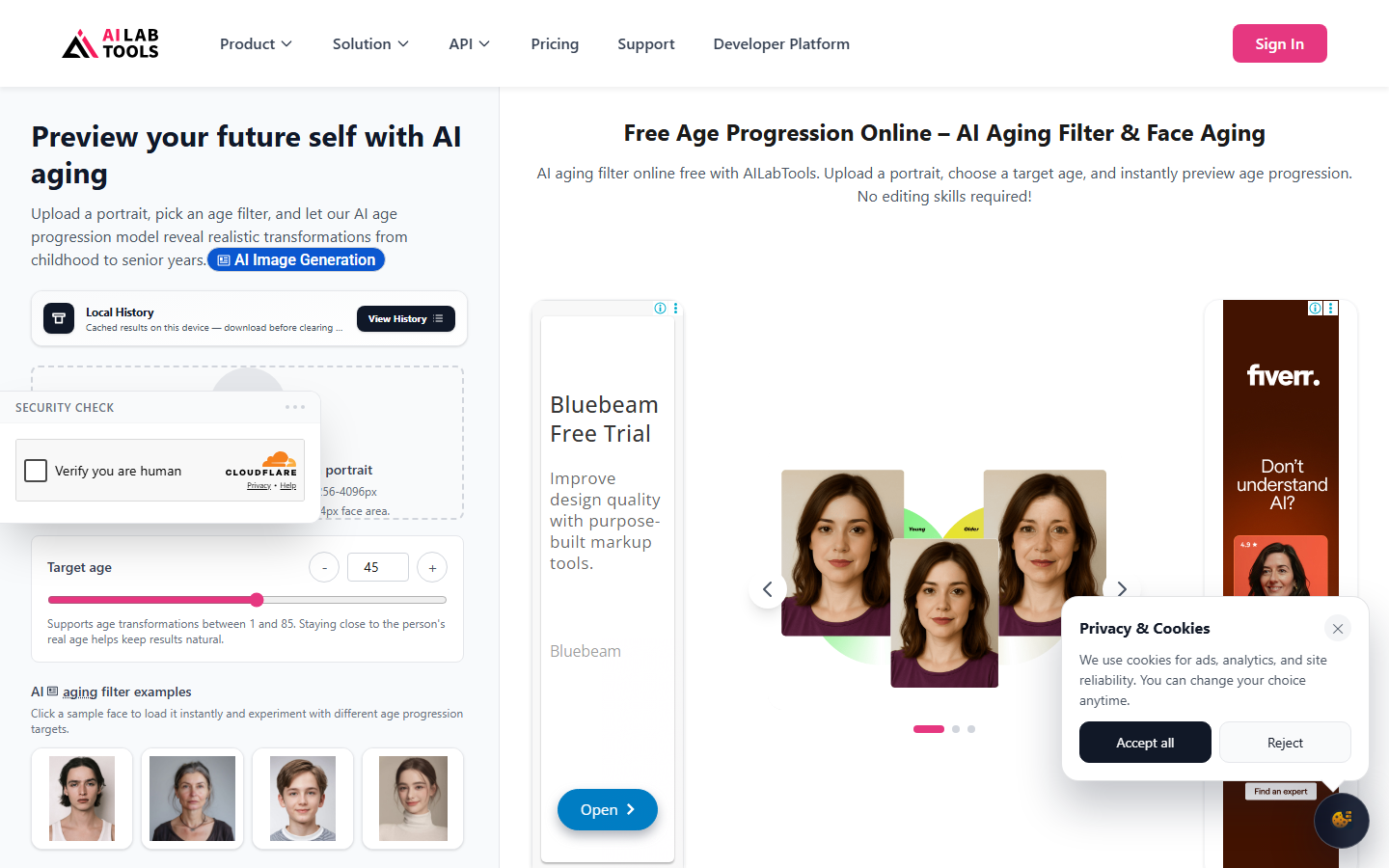 AILabTools AI aging page