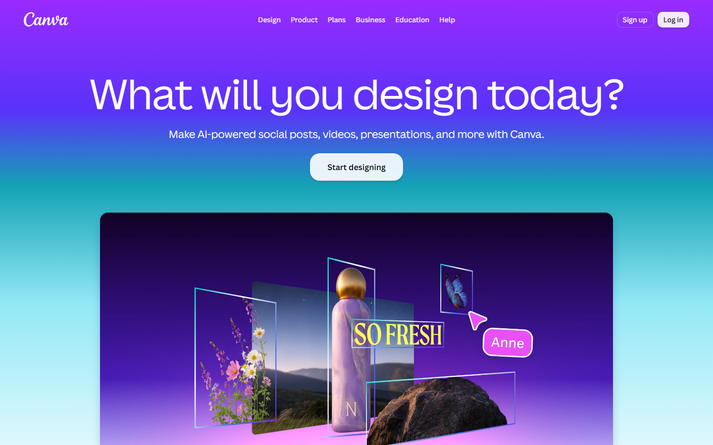 Canva homepage