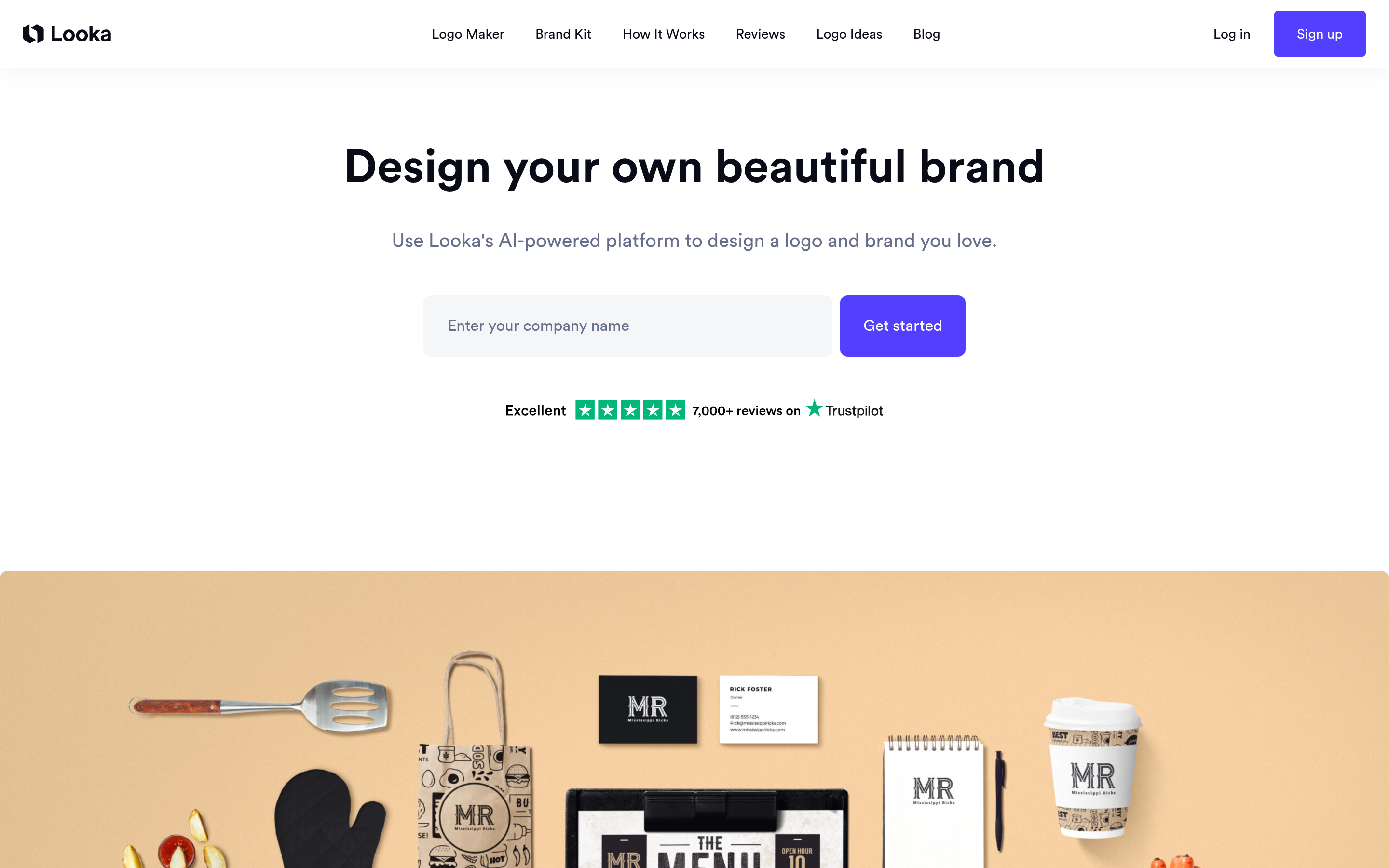 Looka homepage