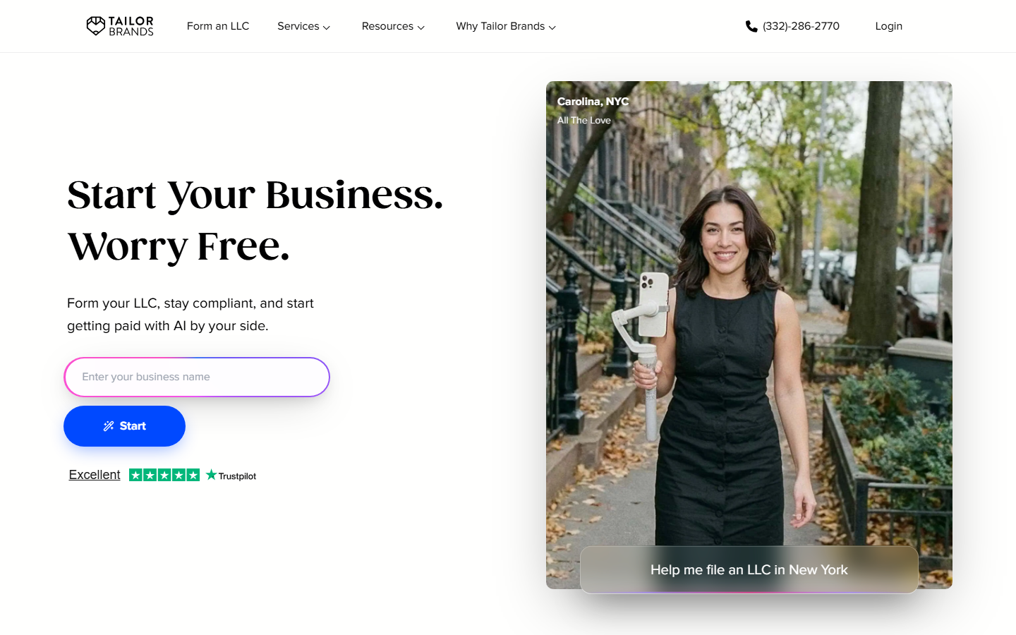 Tailor Brands homepage