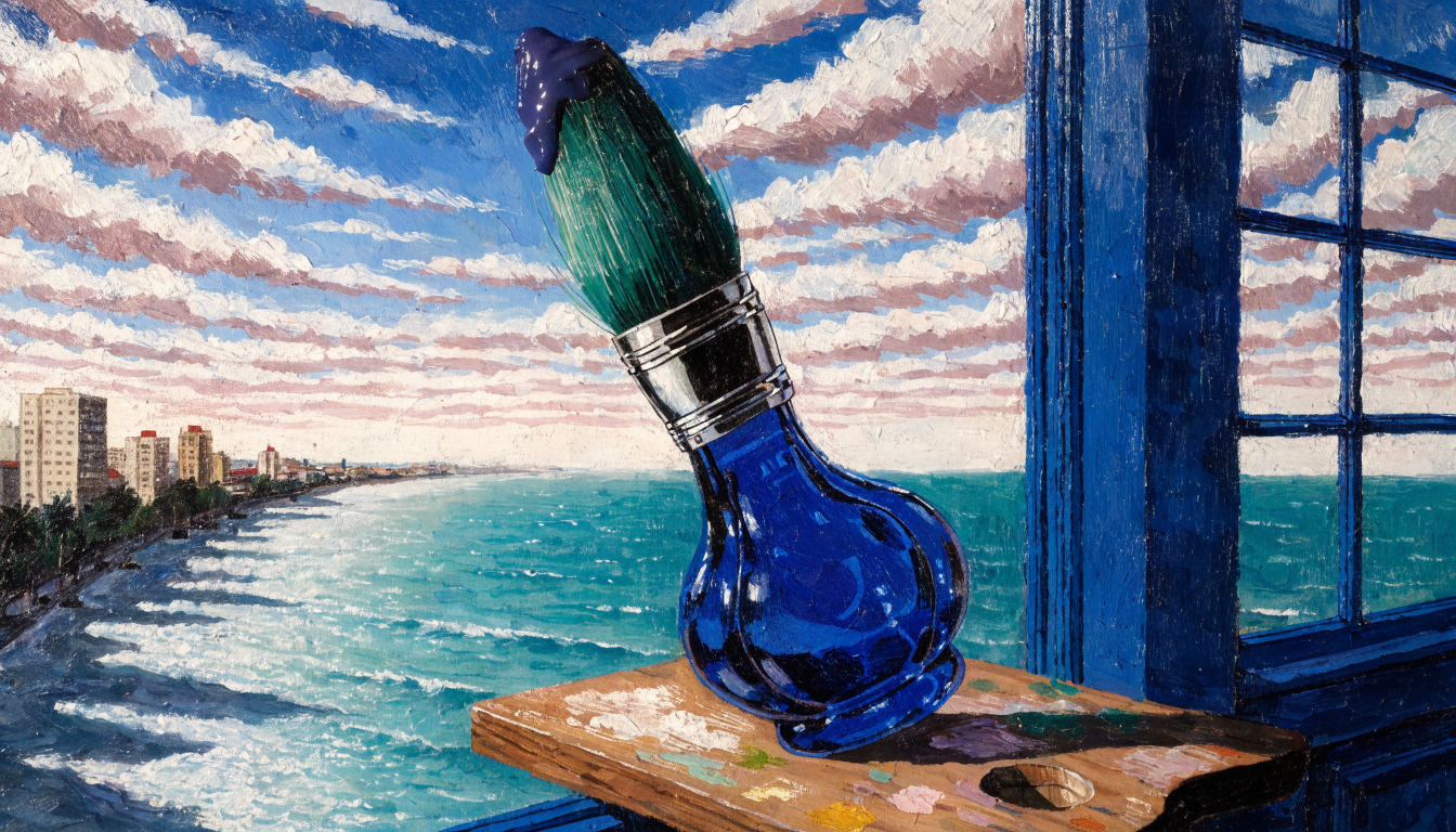 Artist paintbrush on a palette