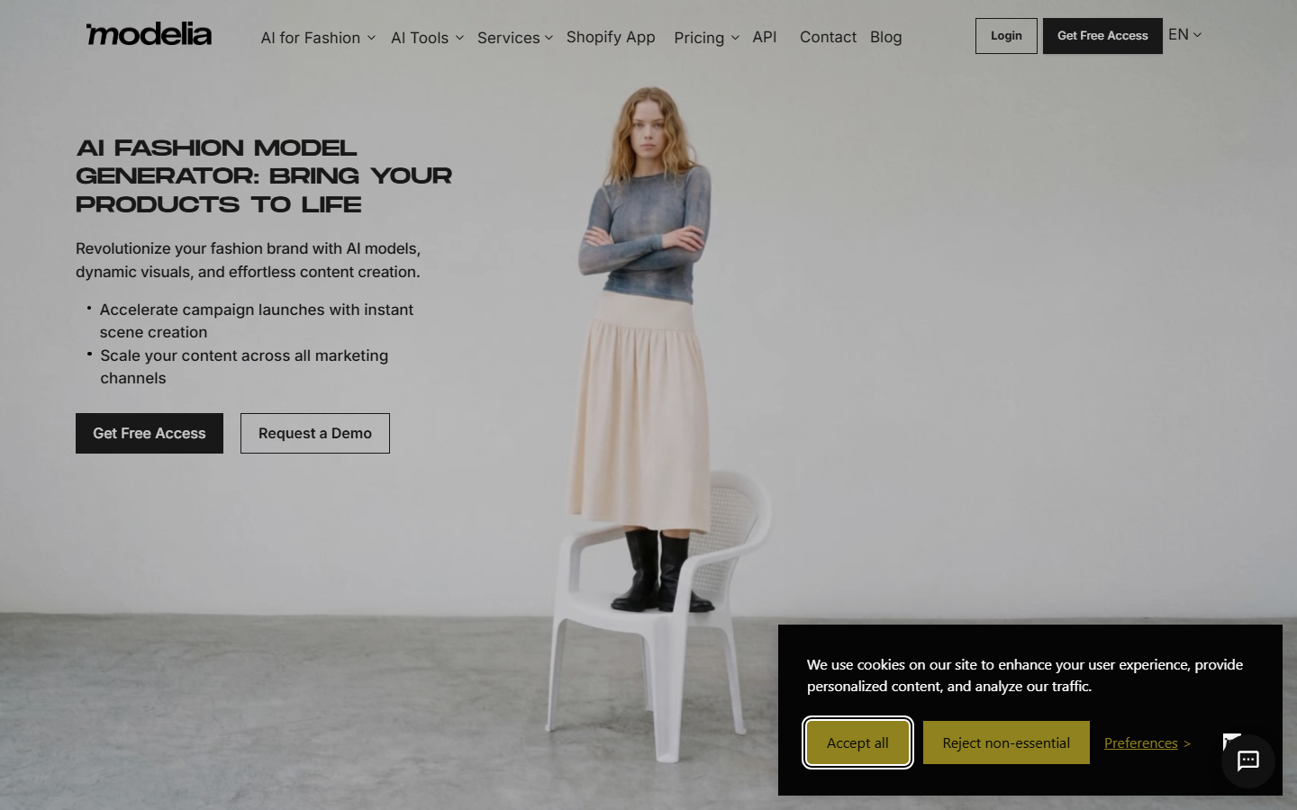 Modelia homepage
