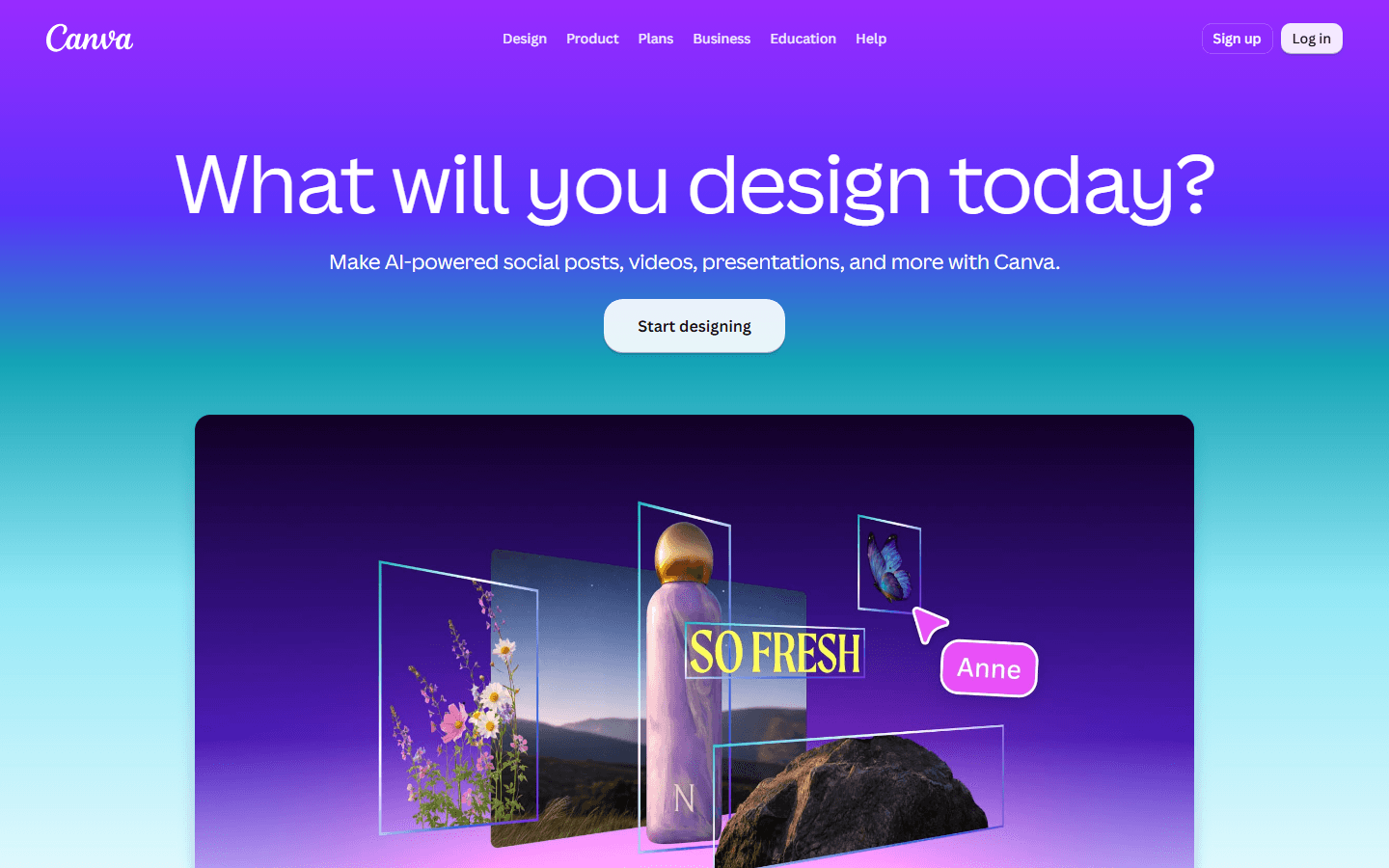 Canva homepage