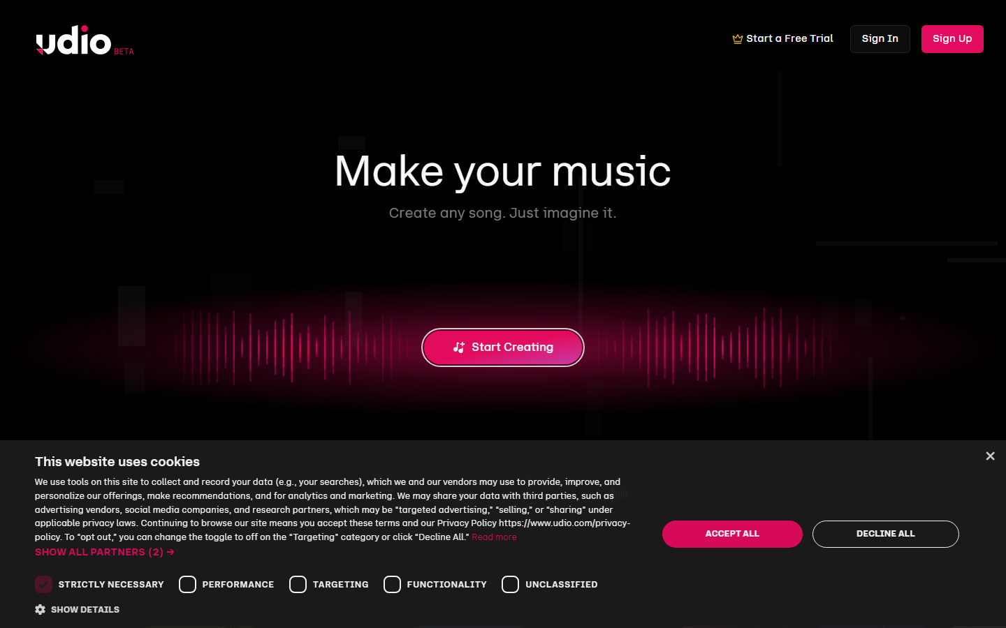 Udio AI music platform