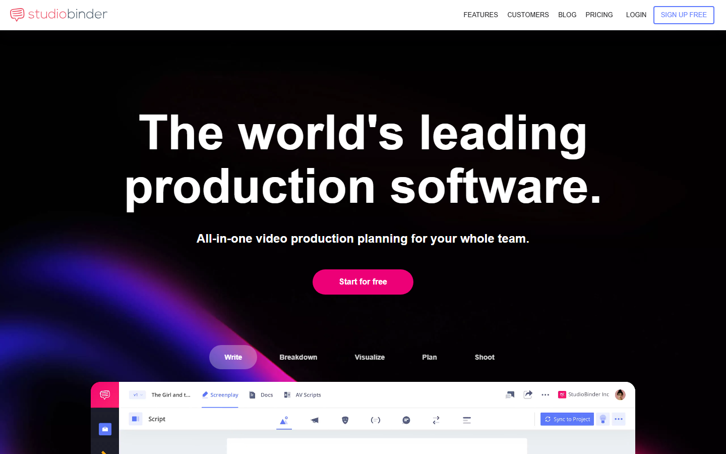 StudioBinder production software
