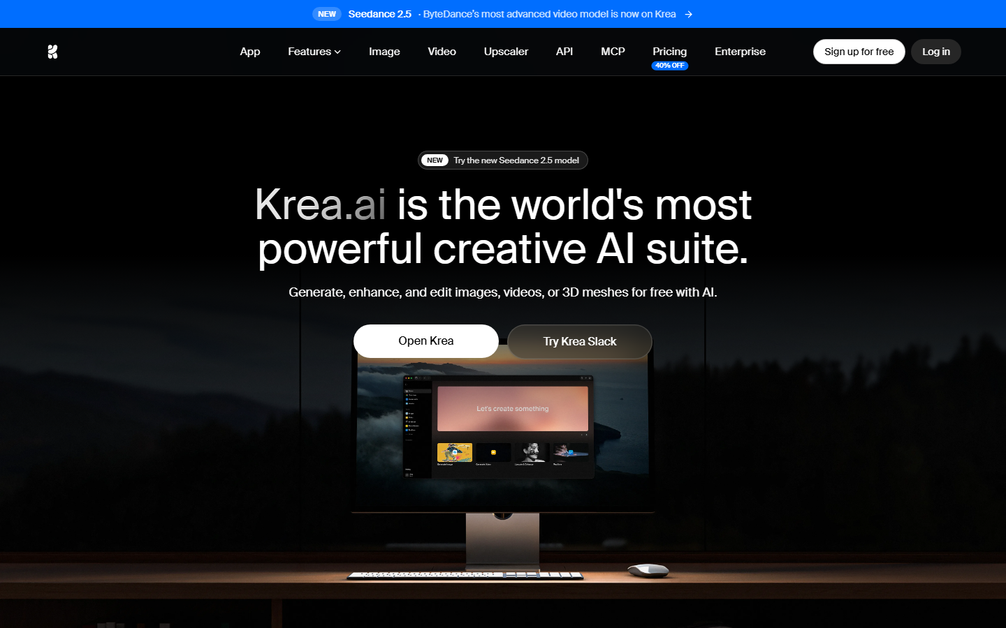 Krea AI homepage