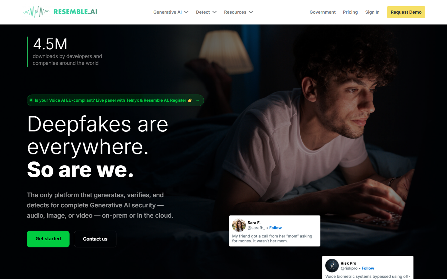 Resemble AI homepage
