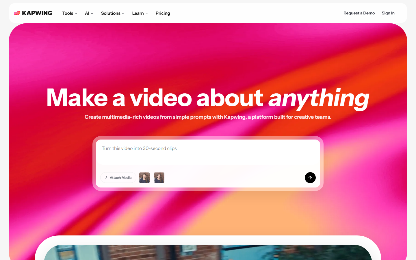Kapwing homepage