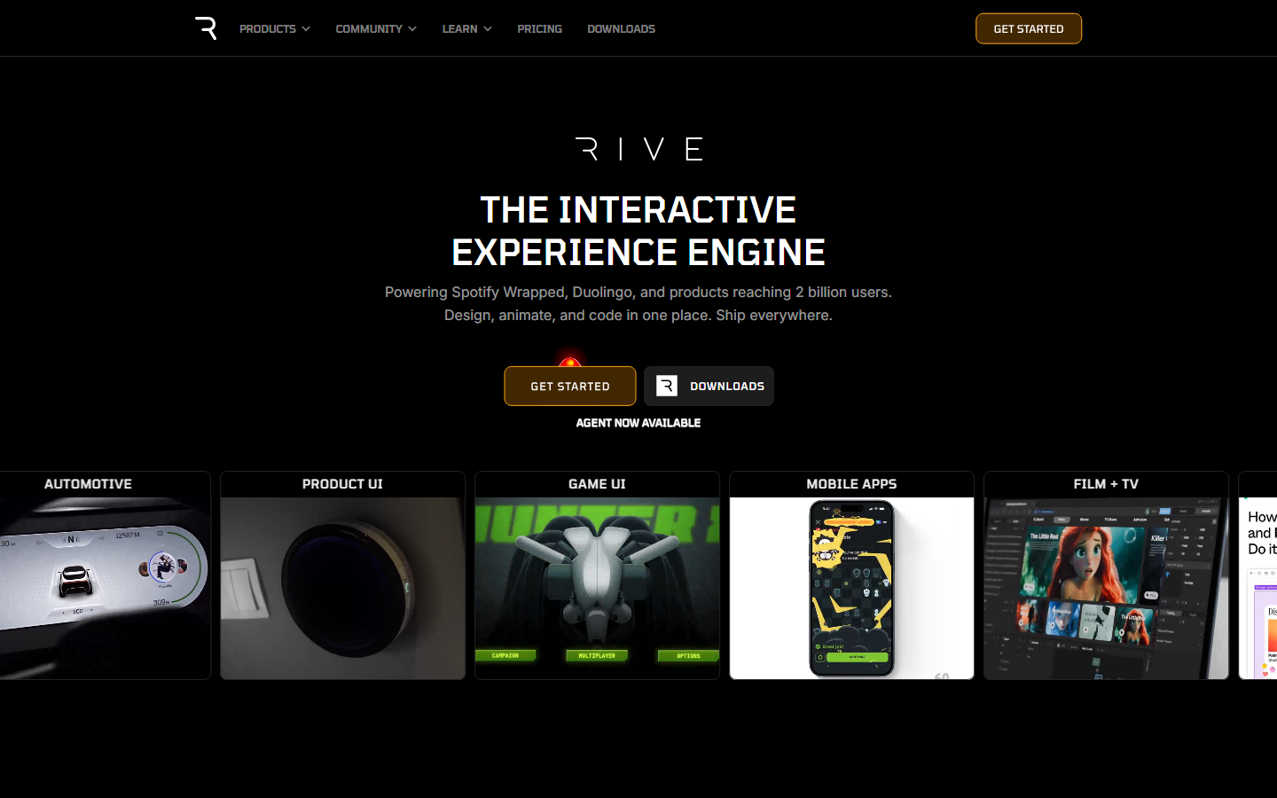 Rive homepage