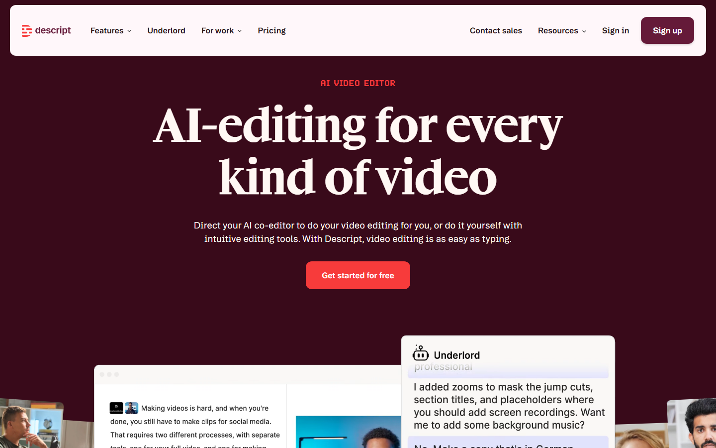 Descript audio and video editor