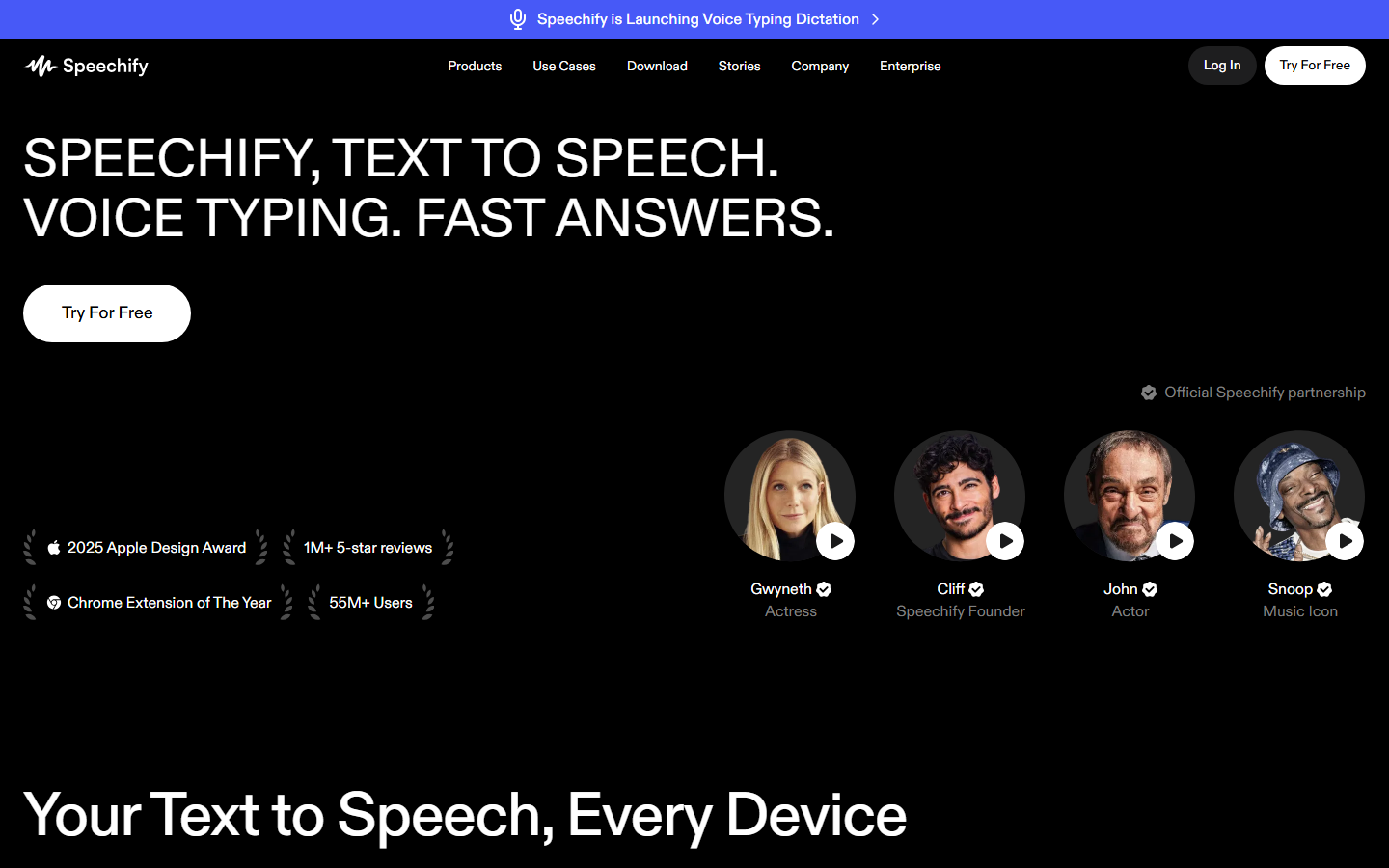 Speechify text-to-speech platform