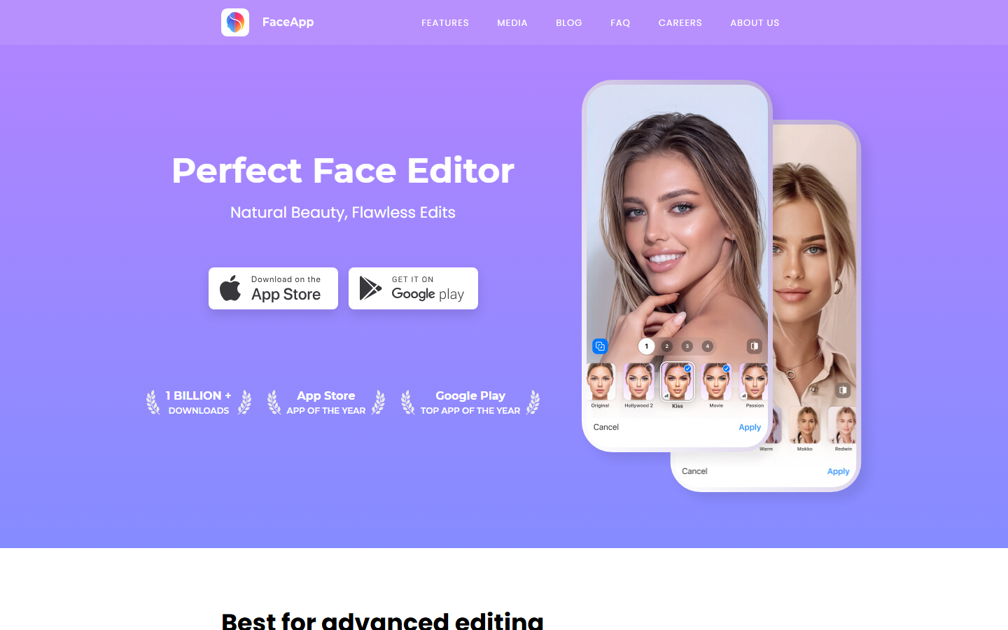 FaceApp homepage