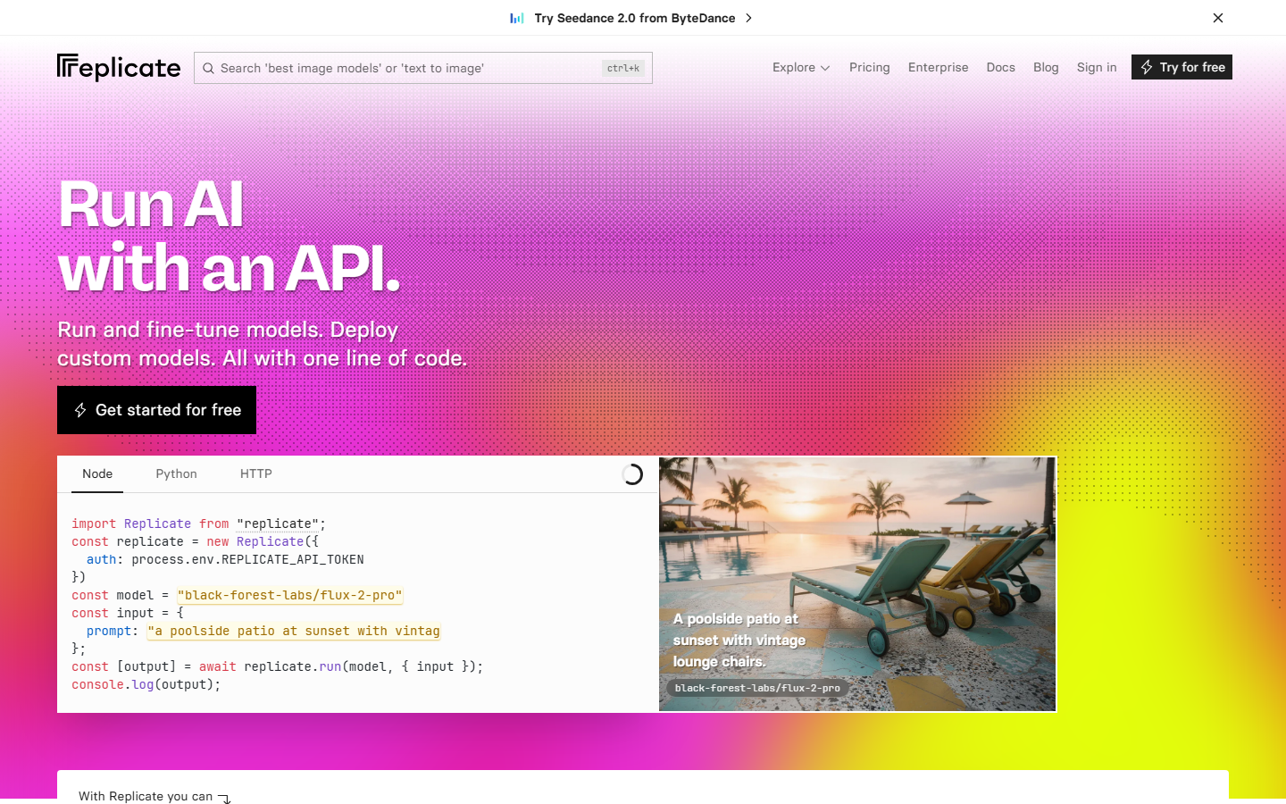 Replicate screenshot