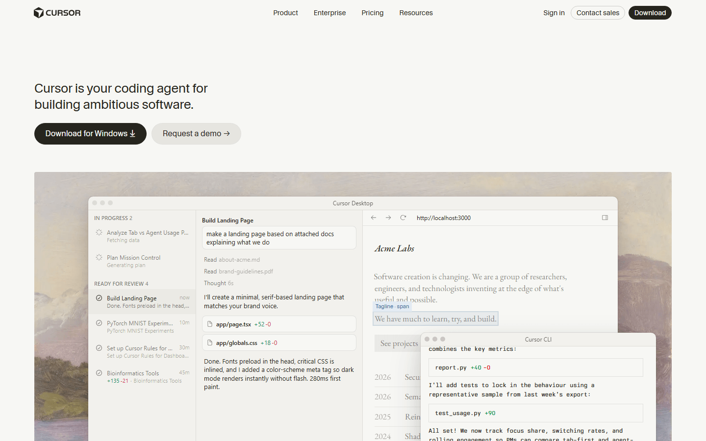 Cursor homepage