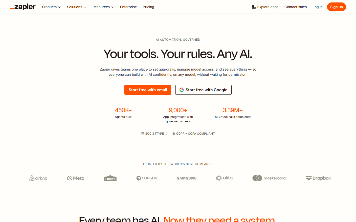 Zapier homepage
