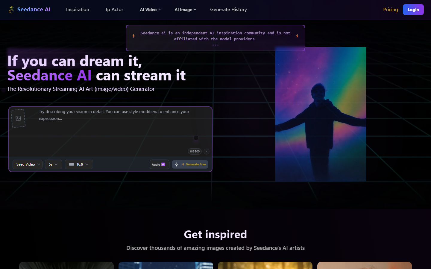 Seedance 2.0 homepage