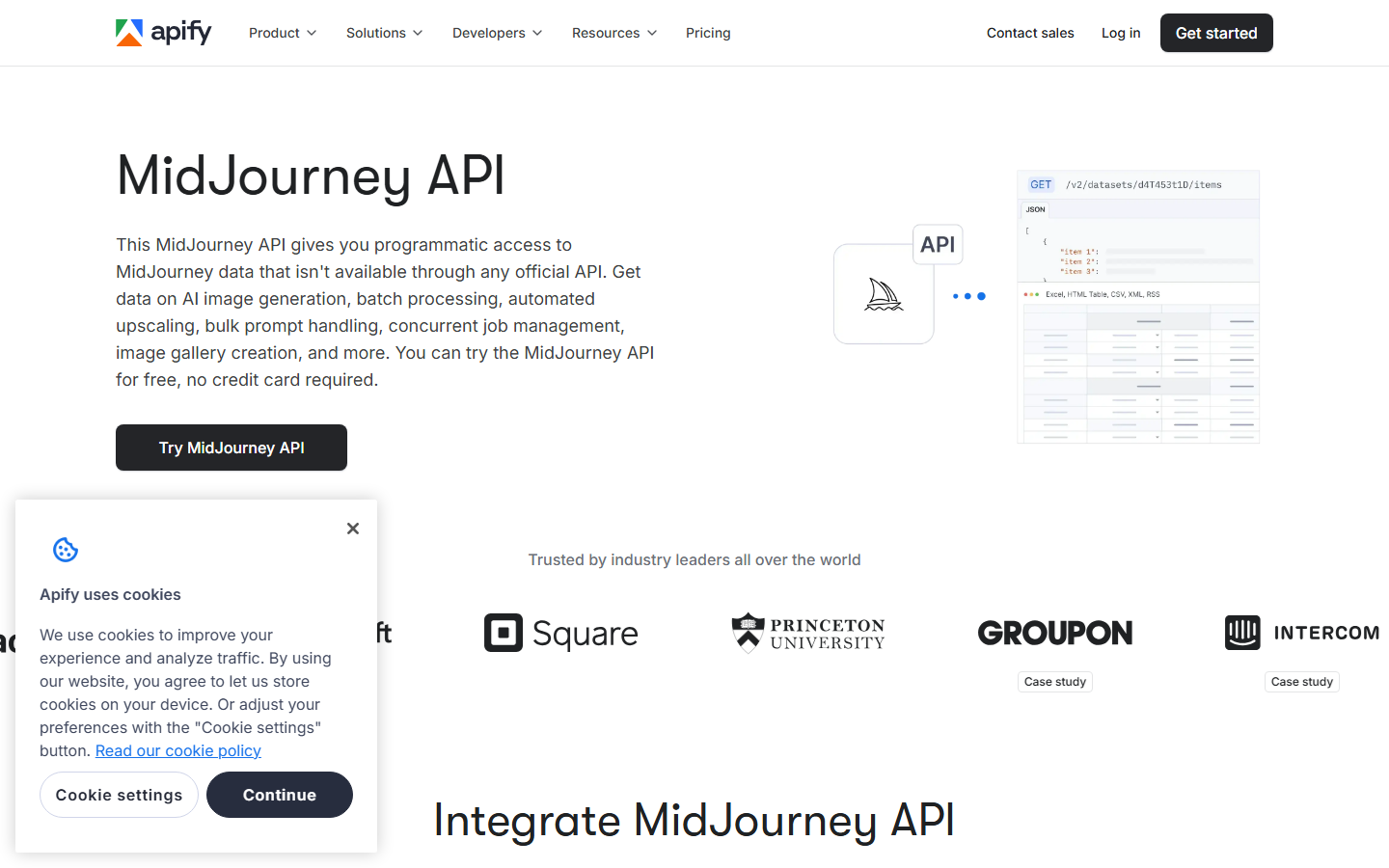 Apify homepage