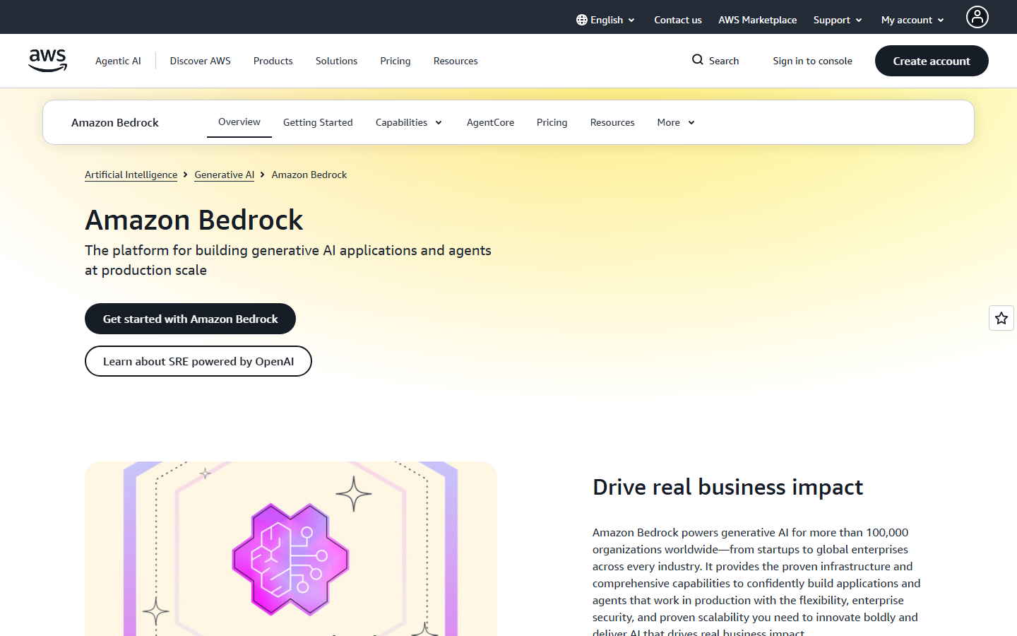Amazon Bedrock homepage