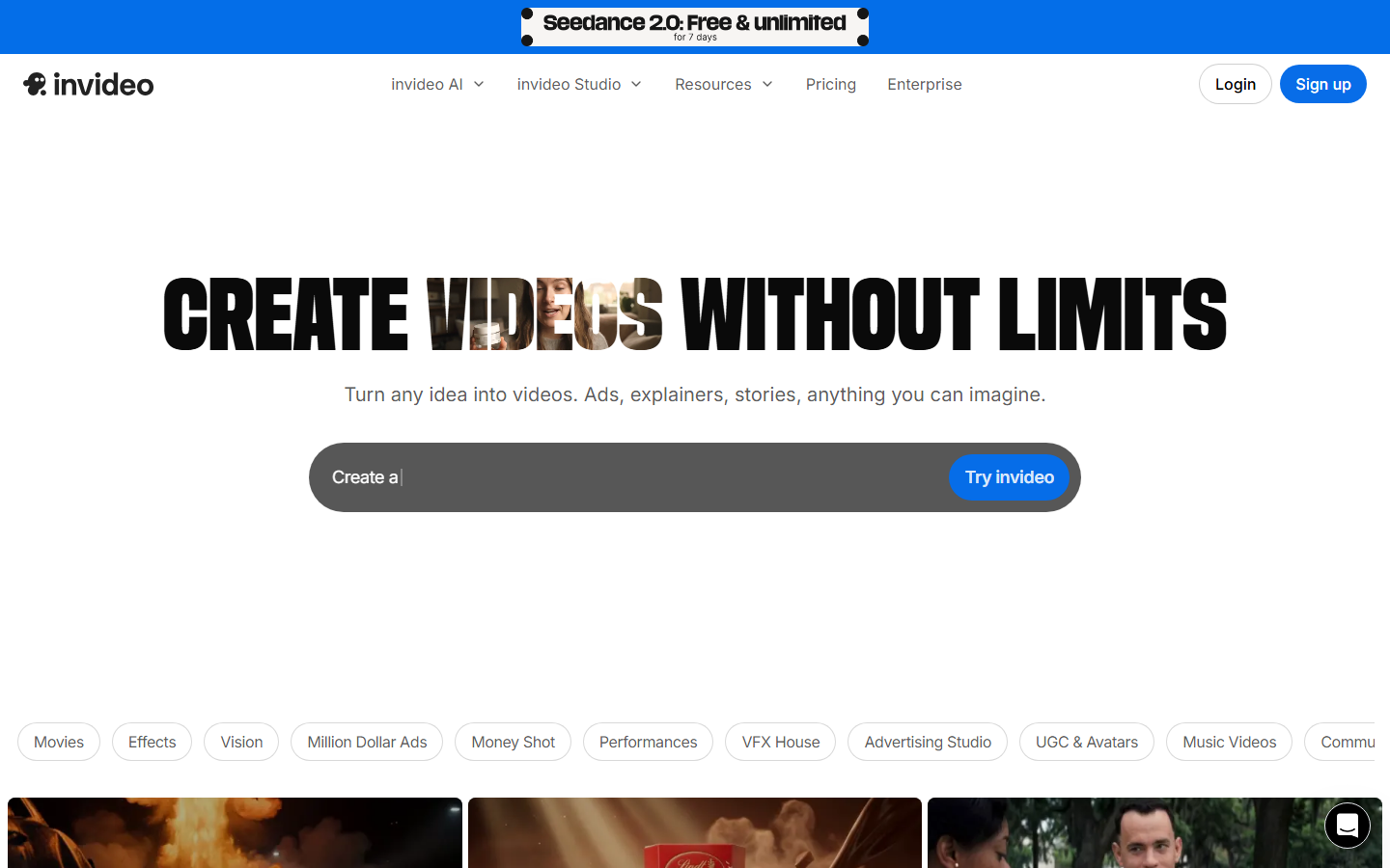 InVideo homepage