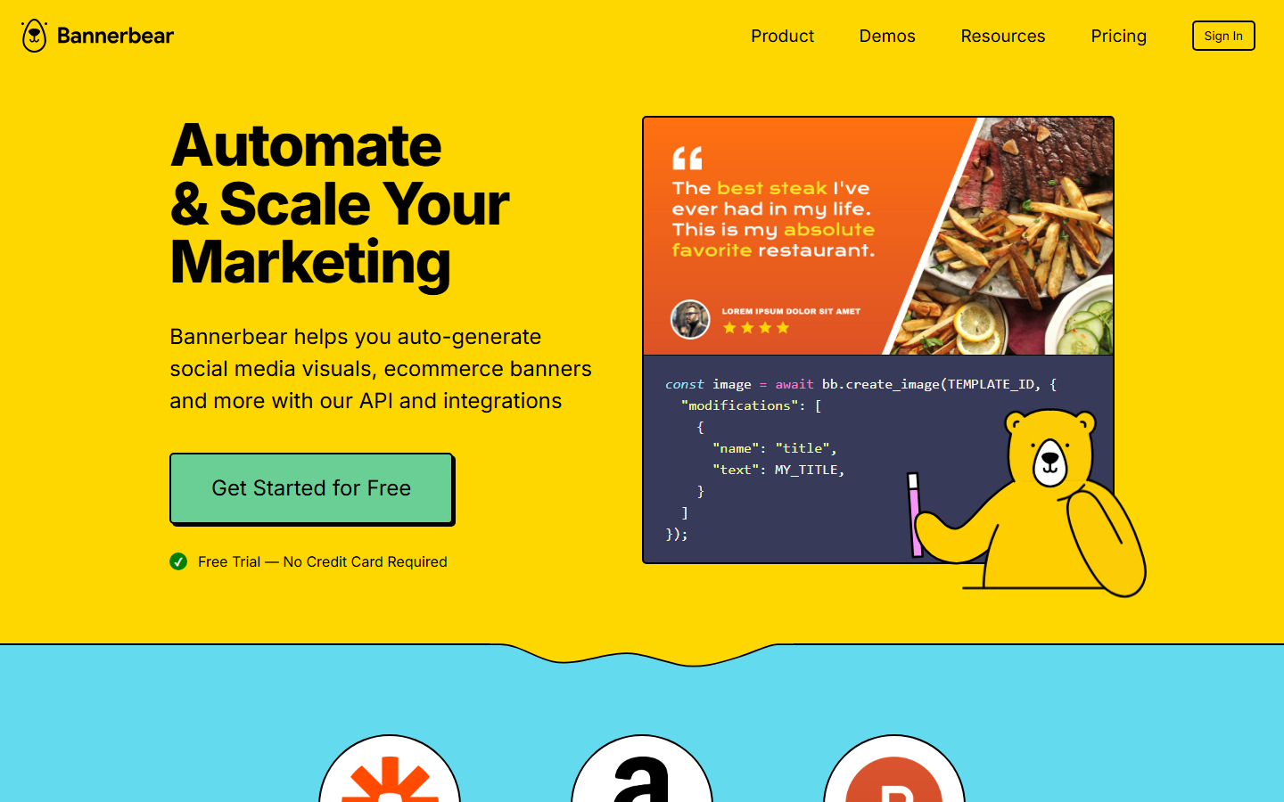 Bannerbear homepage