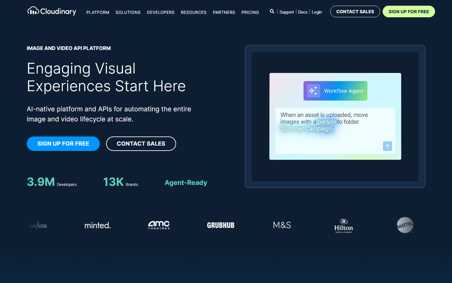 Cloudinary homepage