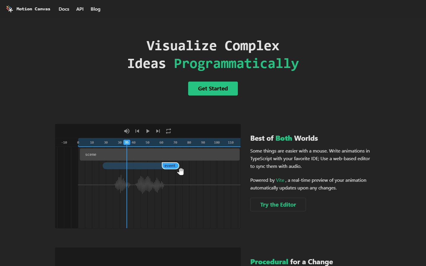 Motion Canvas homepage