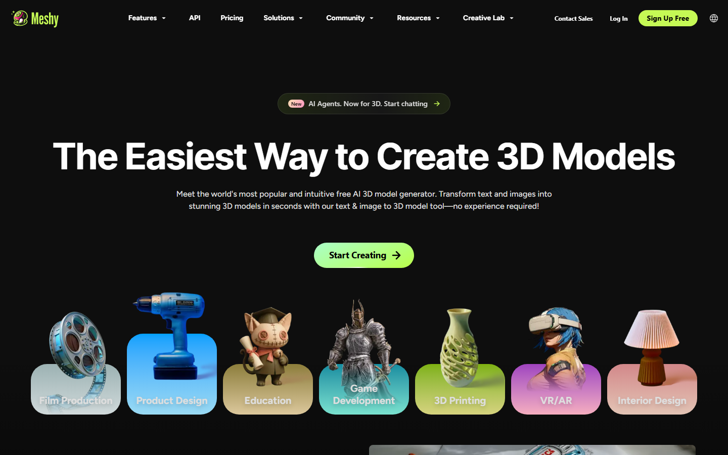 Meshy homepage