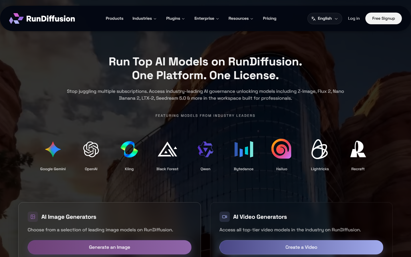 RunDiffusion homepage