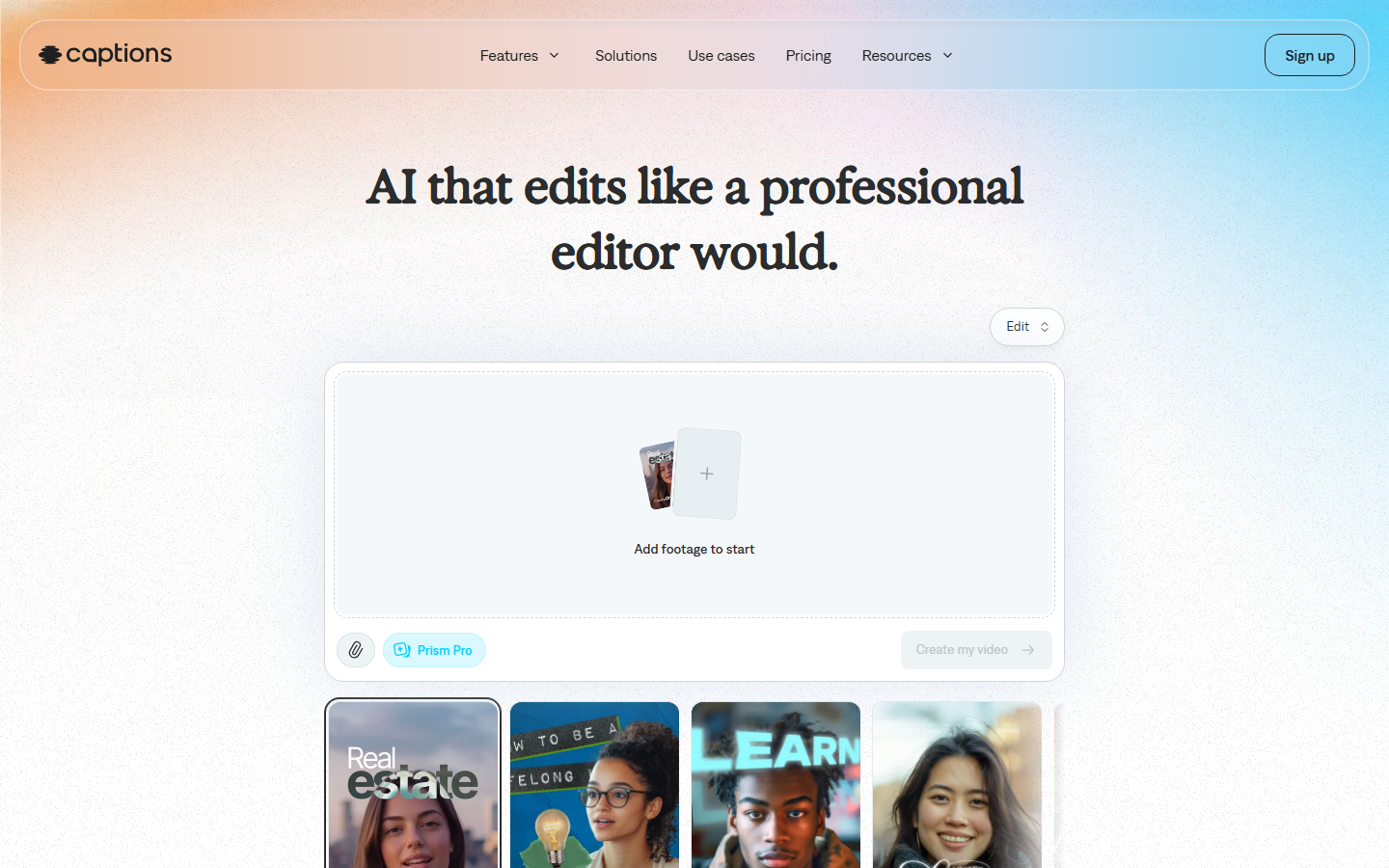 Captions homepage
