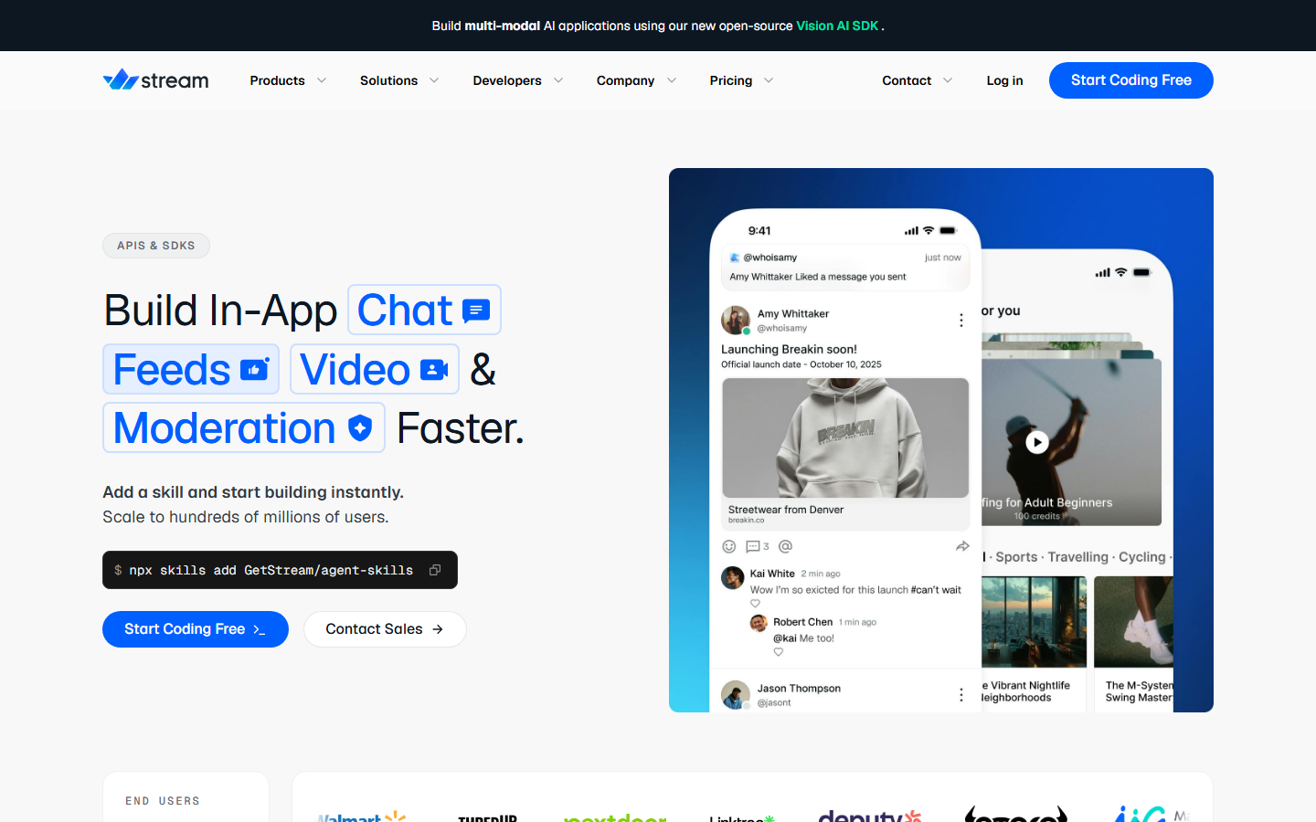 Stream chat and feeds platform