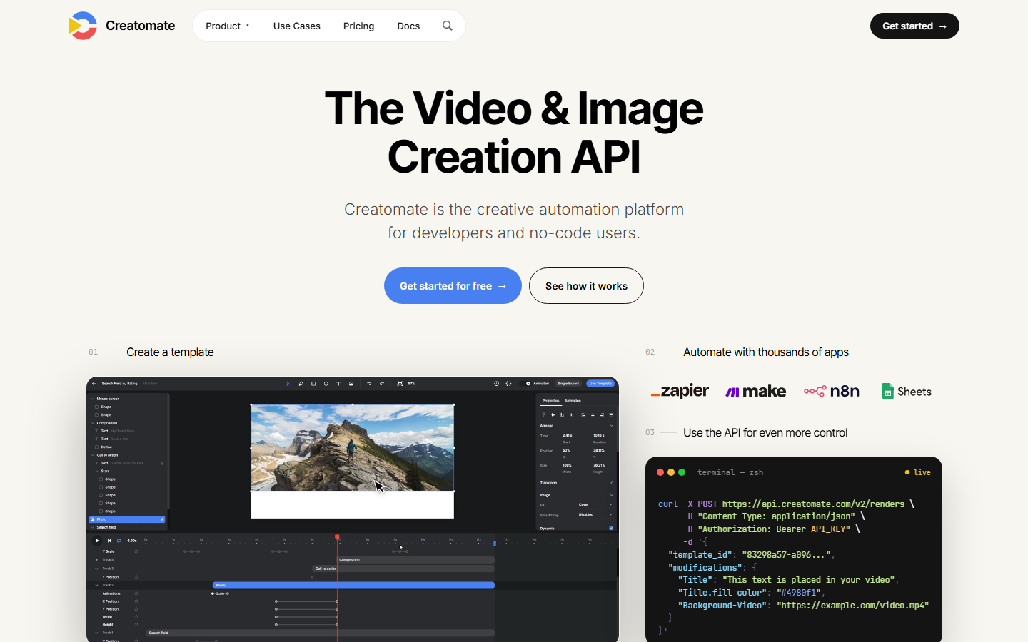 Creatomate template rendering API