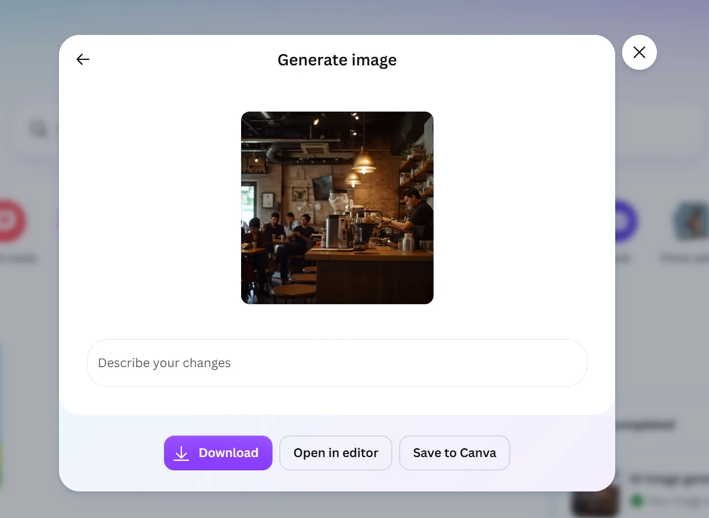 Canva result for the simple coffee shop prompt