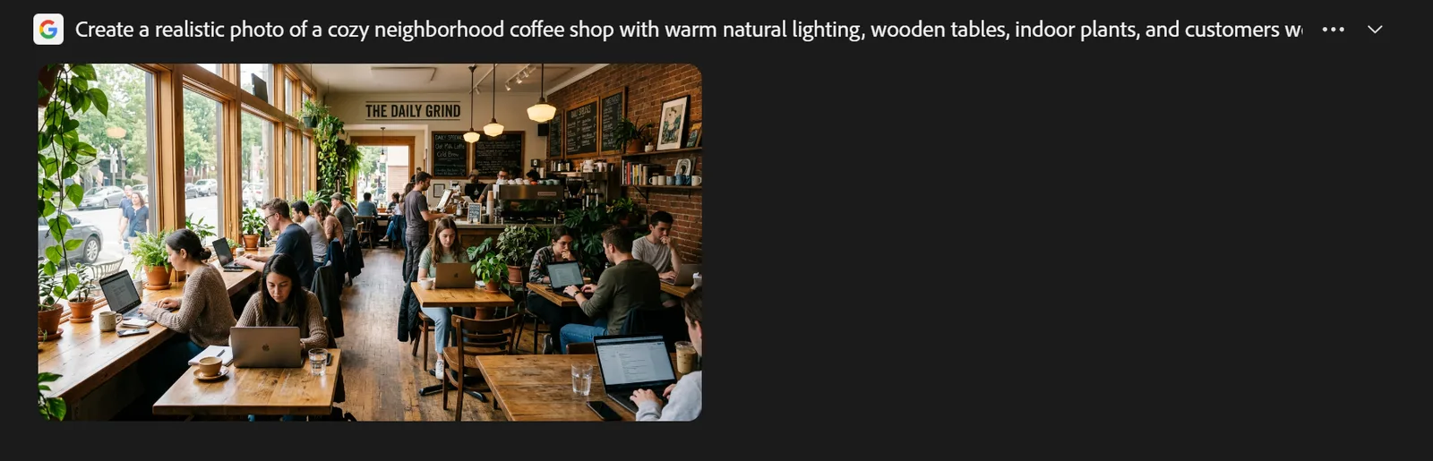 Adobe Firefly result for the detailed coffee shop prompt