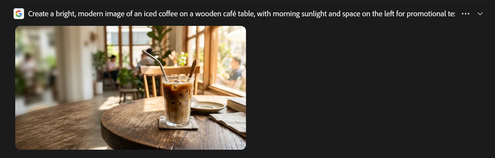Adobe Firefly result for the iced coffee marketing prompt