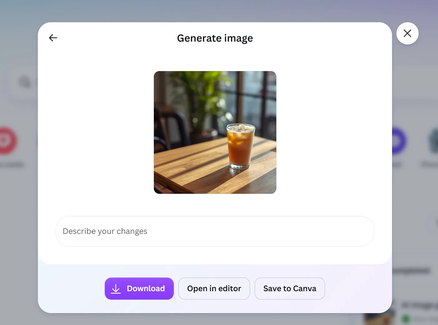 Canva result for the iced coffee marketing prompt