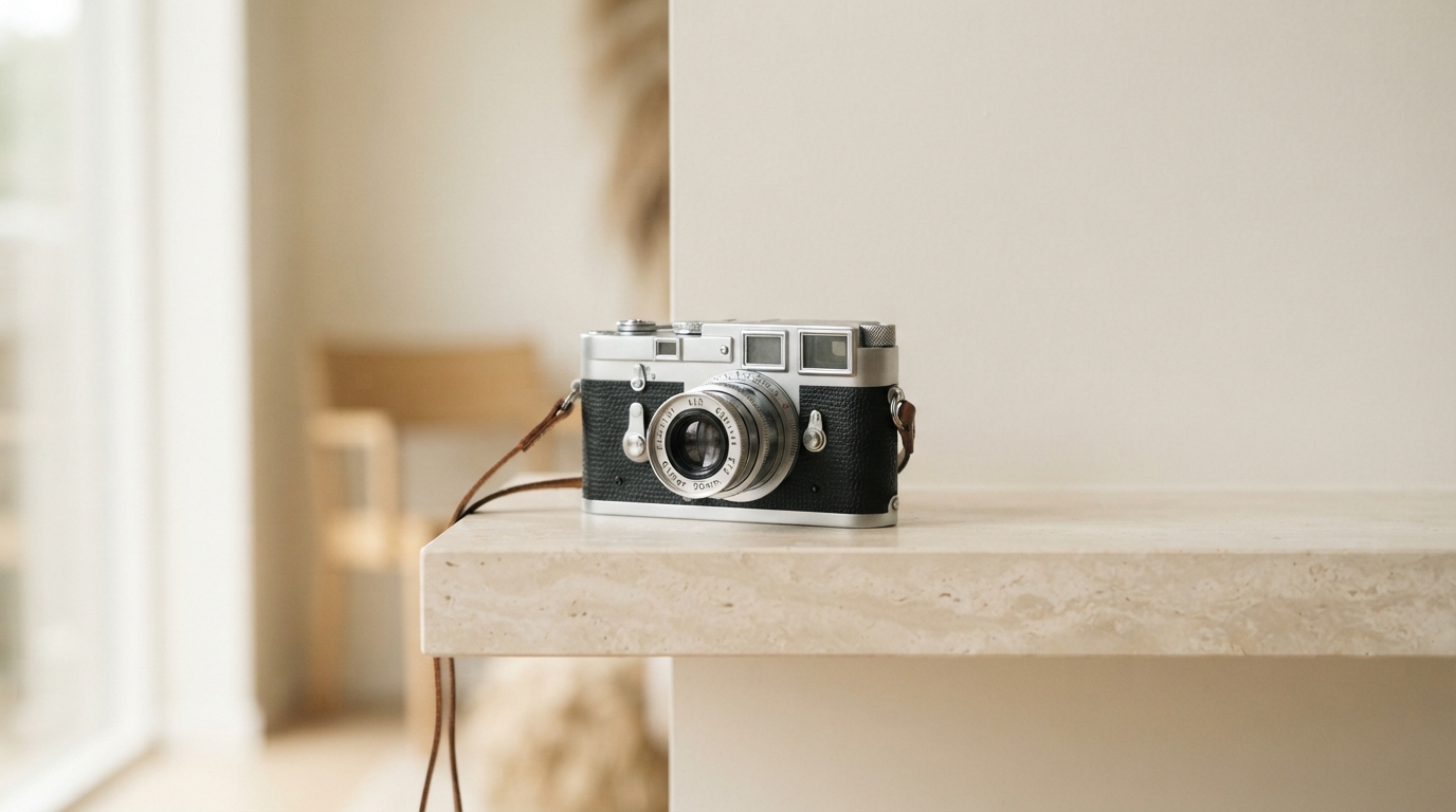 Vintage camera on a stone shelf, standing in for Google Flow as a filmmaking app rather than a developer API
