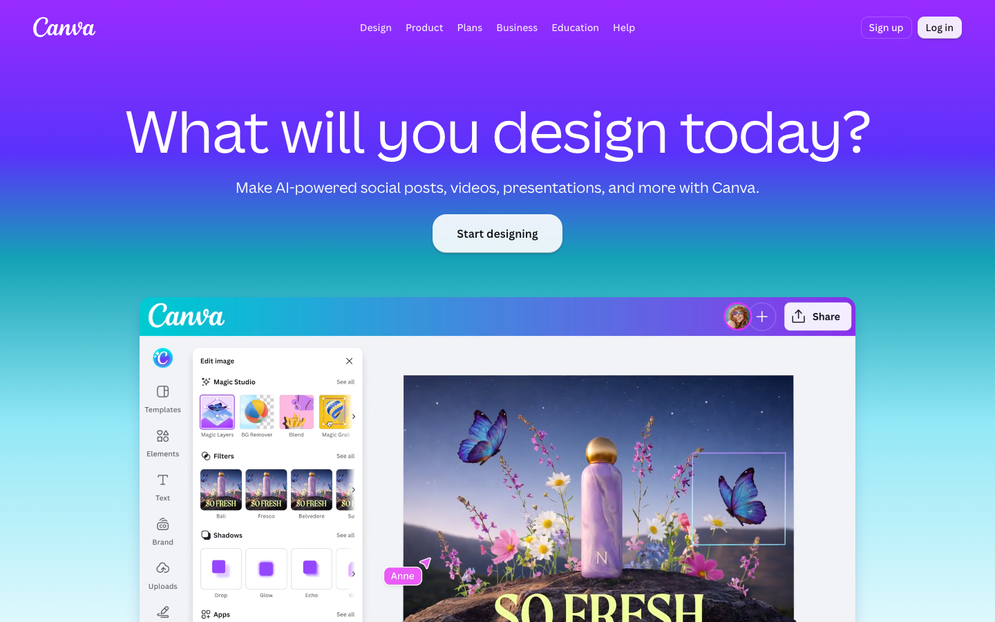 Canva homepage on 19 October 2026