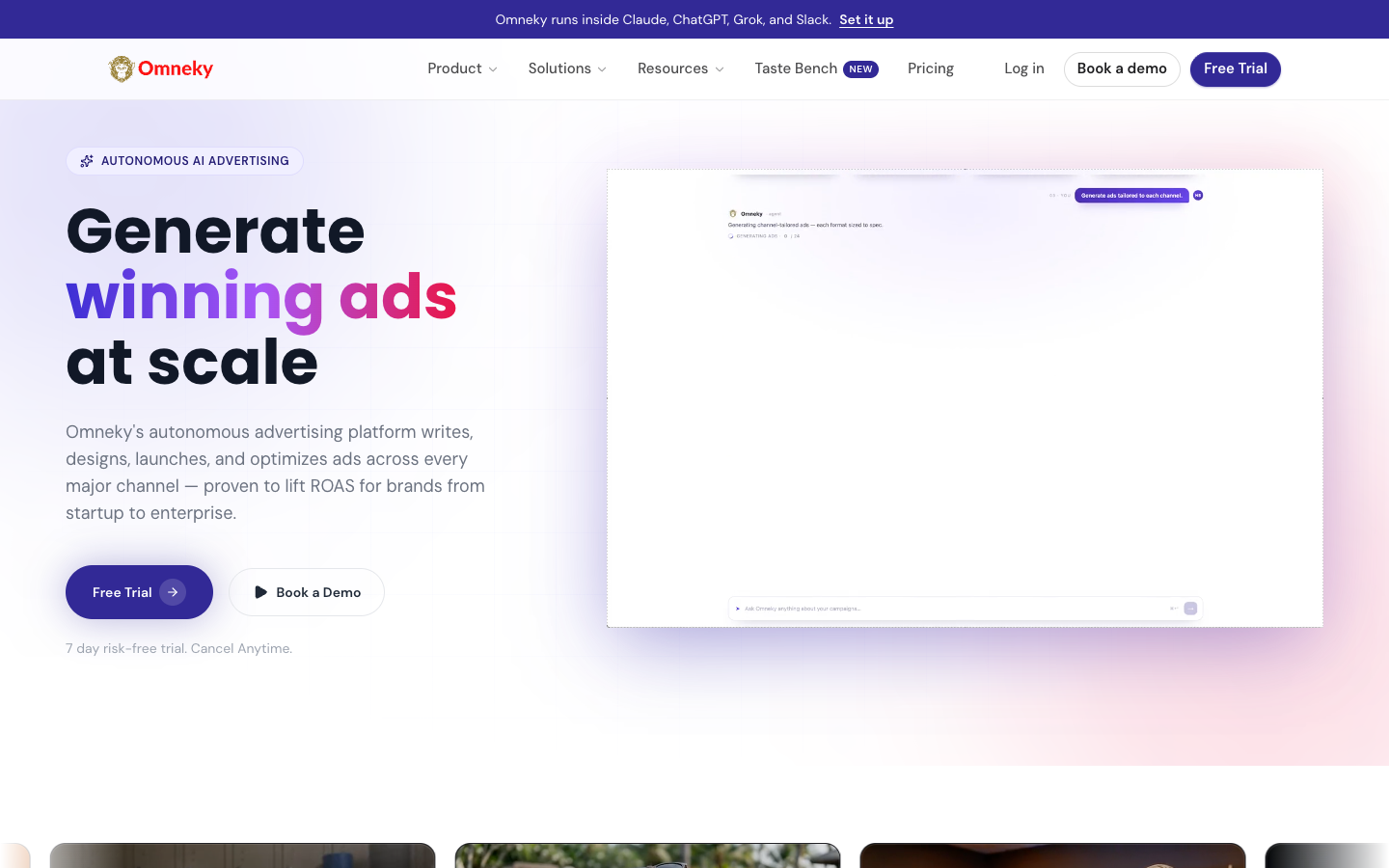 Omneky homepage on 19 October 2026