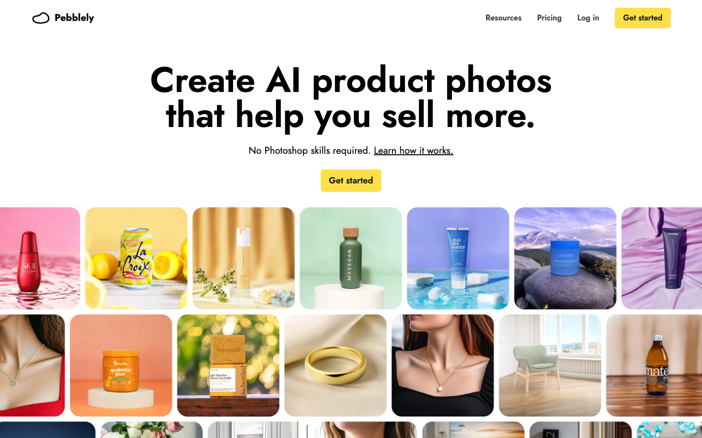 Pebblely homepage on 19 October 2026