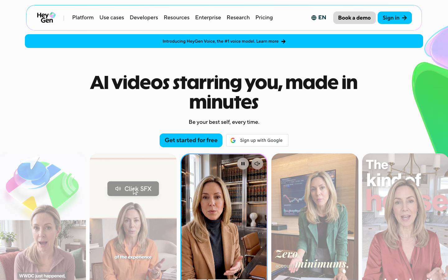 HeyGen homepage on 24 October 2026