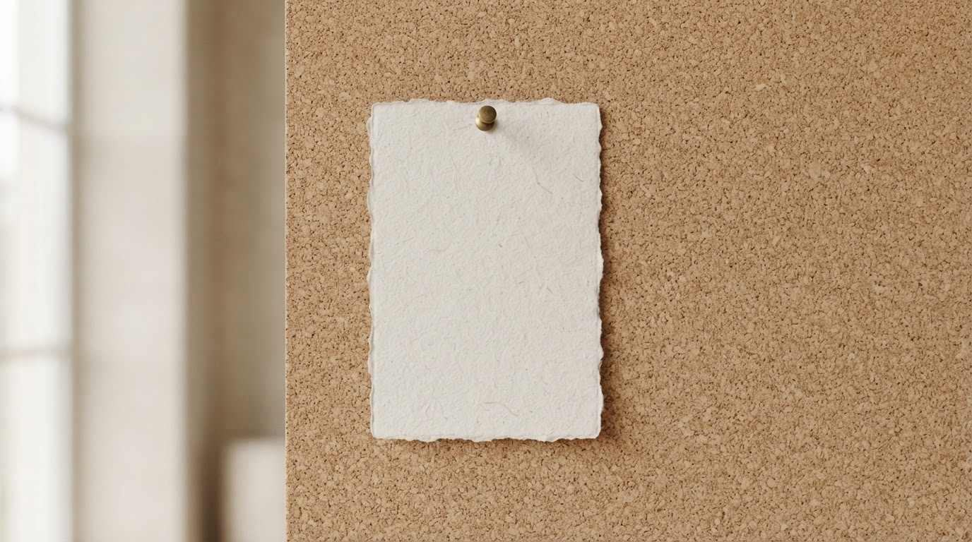 Single flyer pinned to a cork noticeboard