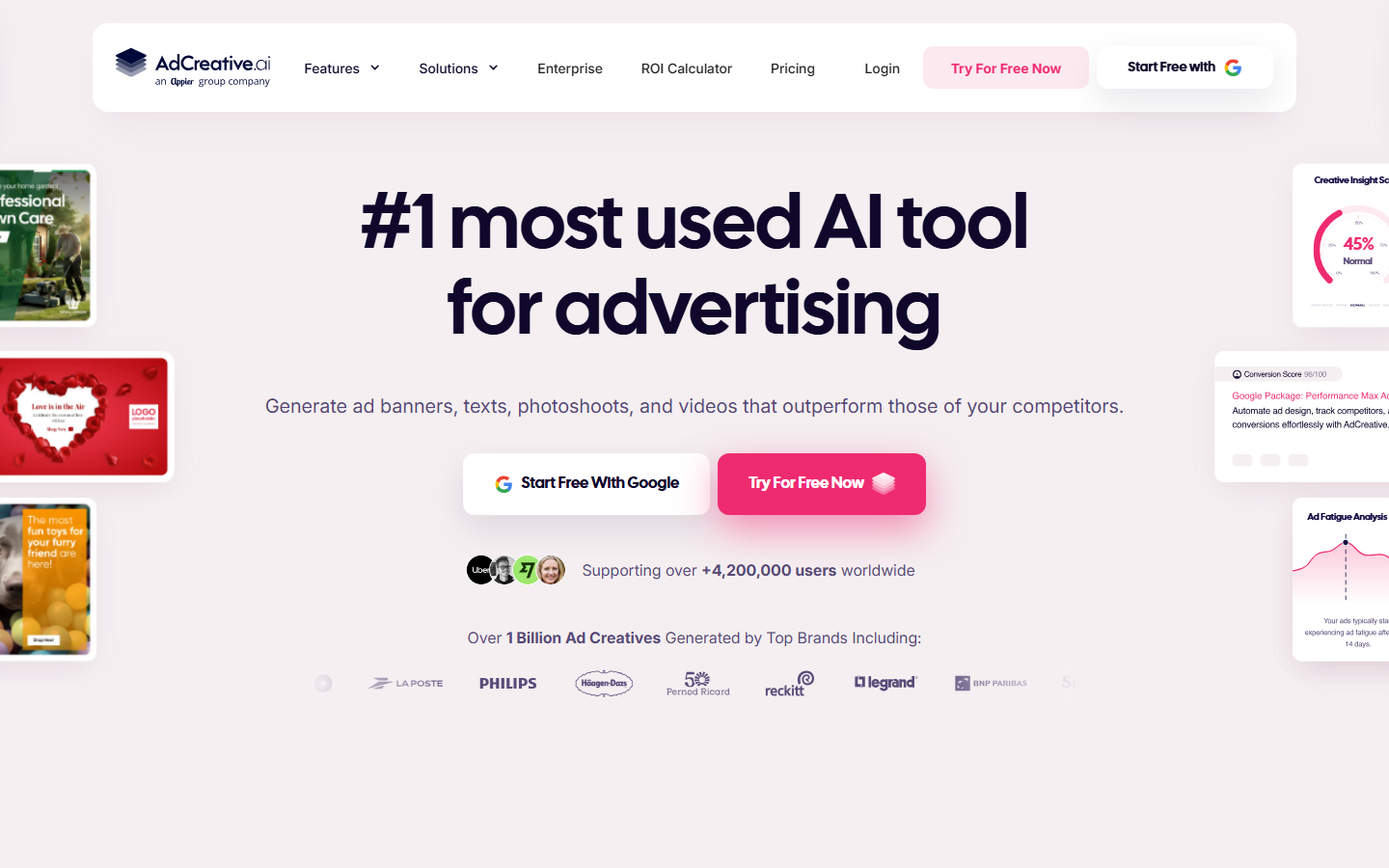 AdCreative.ai homepage