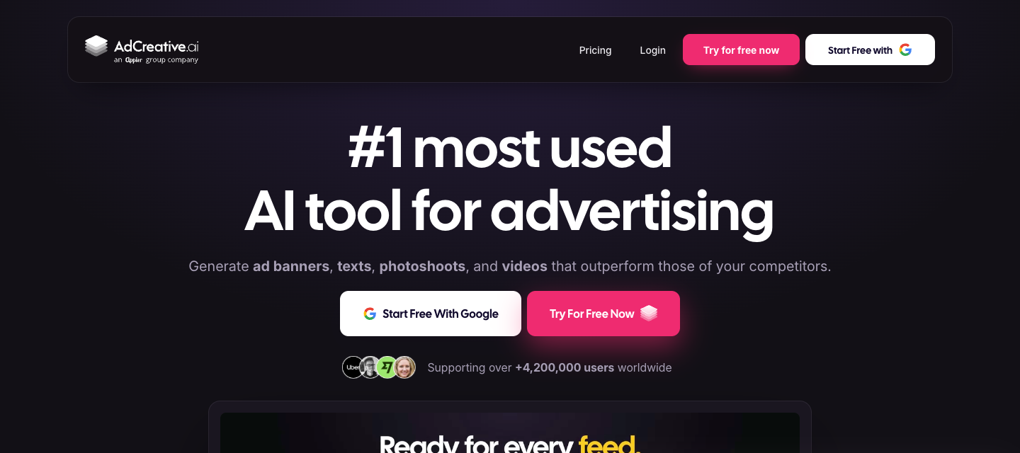 AdCreative homepage on 20 October 2026