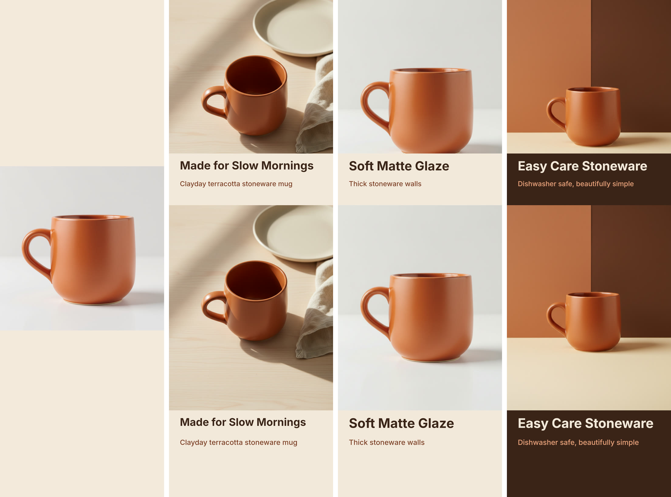 Our mug photo, then each of the 3 ad variants as a 4:5 feed ad above its 9:16 story version
