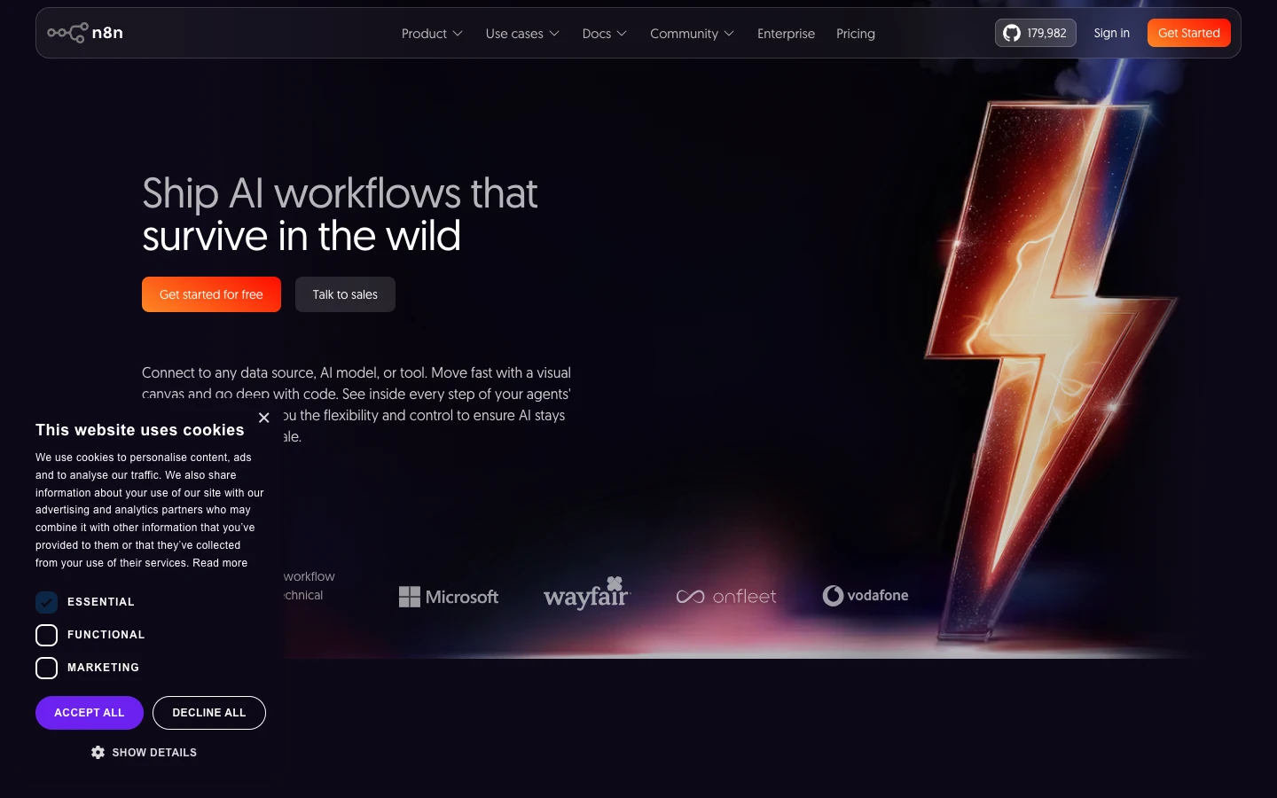 n8n workflow automation homepage