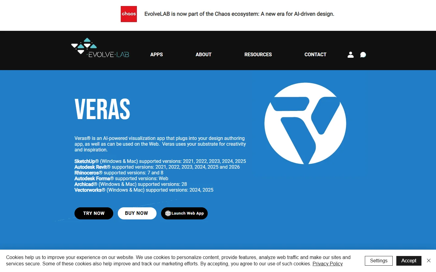 Veras AI rendering homepage