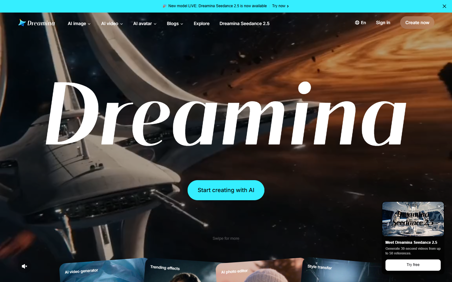 Seedance video generation interface