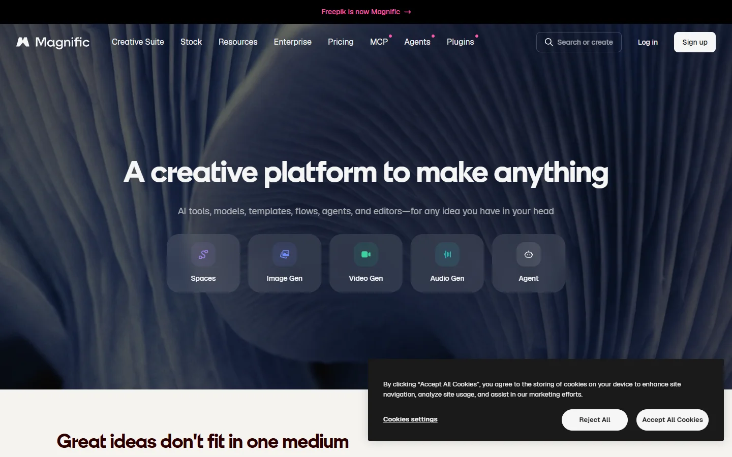 Freepik AI homepage